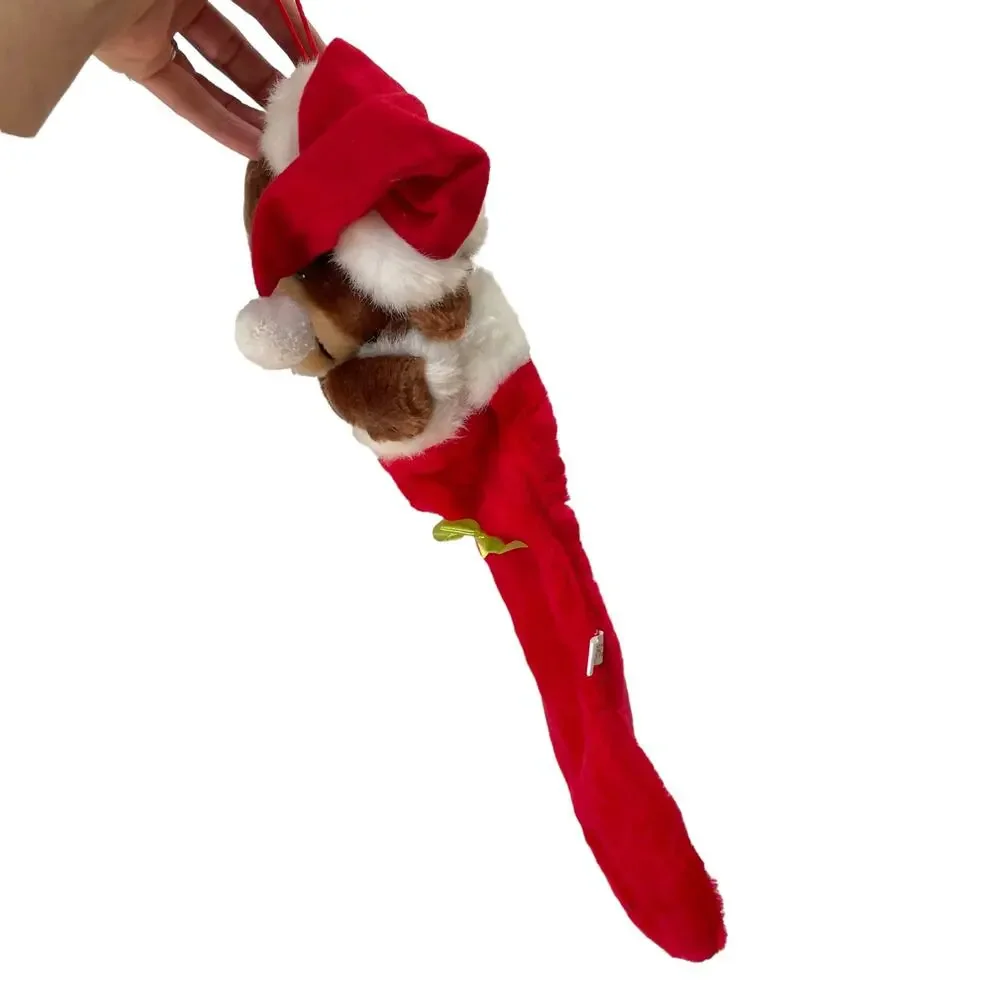 Vintage Christmas Stocking Teddy Bear Plush Santa Hat Red 1988 READ DSCPRT